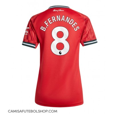 Camisa de time de futebol Manchester United Bruno Fernandes #8 Replicas 1º Equipamento Feminina 2025-26 Manga Curta Camisa de time de futebol Manchester United Bruno Fernandes #8 Replicas 1º Equipamento Feminina 2025-26 Manga Curta